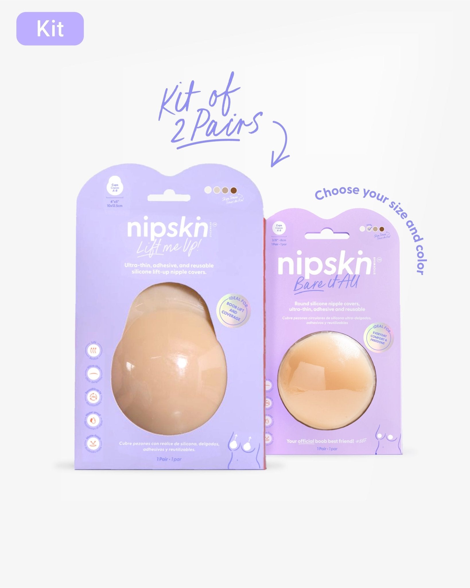 Set of 2 Silicone Adhesive Cups - Lift me up and Bare it all - Nipskin® - Nipskin Stickwear™