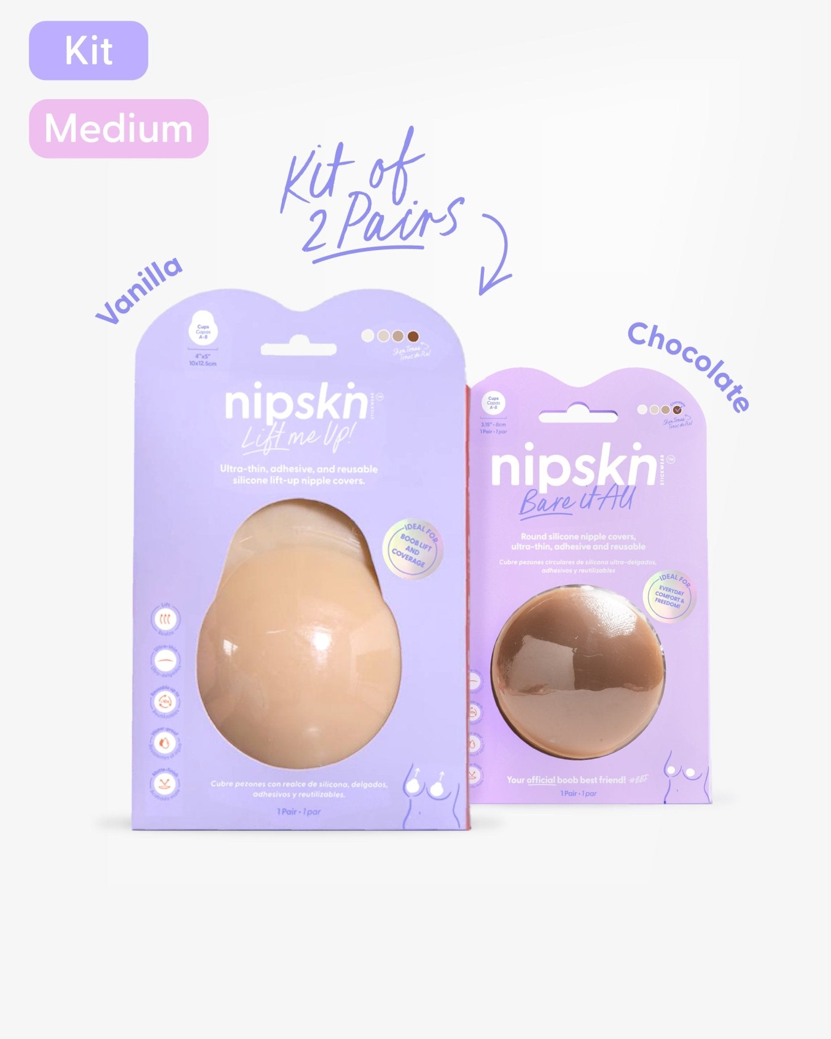Set of 2 Silicone Adhesive Cups - Lift me up and Bare it all - Nipskin® - Nipskin Stickwear™
