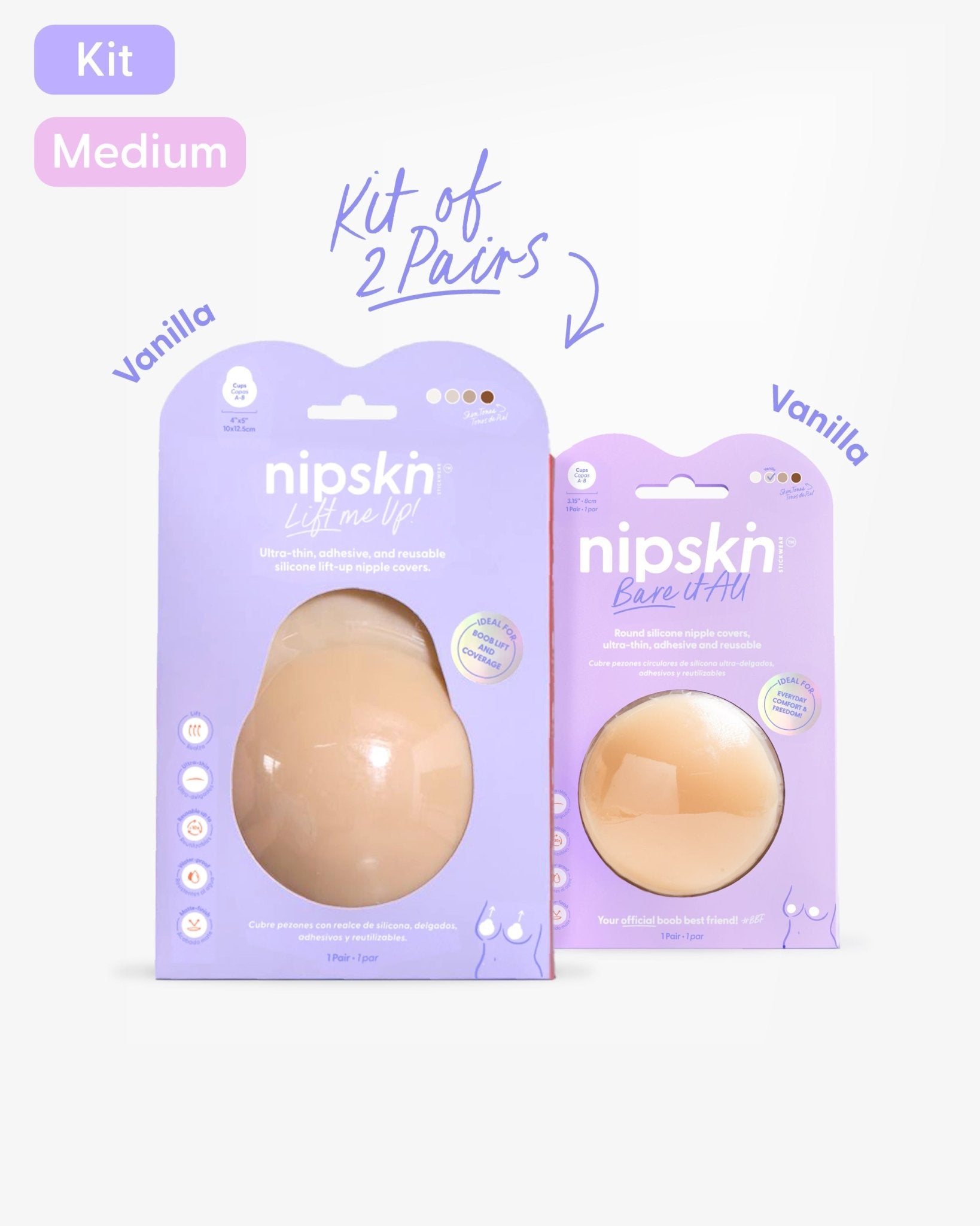 Set of 2 Silicone Adhesive Cups - Lift me up and Bare it all - Nipskin® - Nipskin Stickwear™