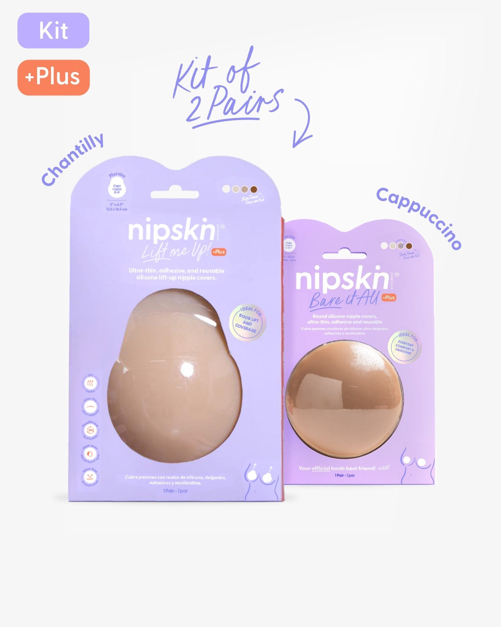Set of 2 Silicone Adhesive Cups - Lift me up and Bare it all - Nipskin® - Nipskin Stickwear™