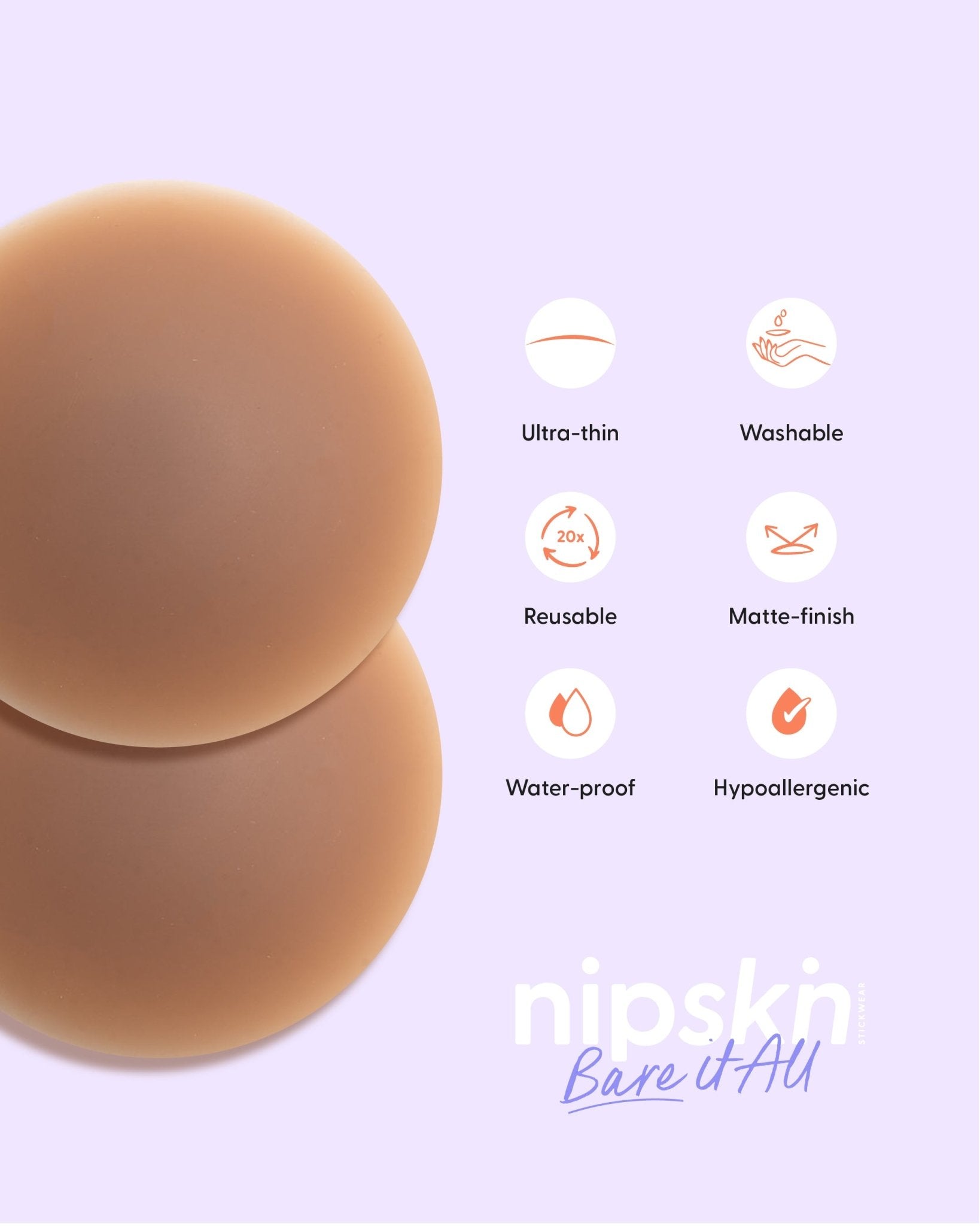 Set of 2 Silicone Adhesive Cups - Lift me up and Bare it all - Nipskin® - Nipskin Stickwear™