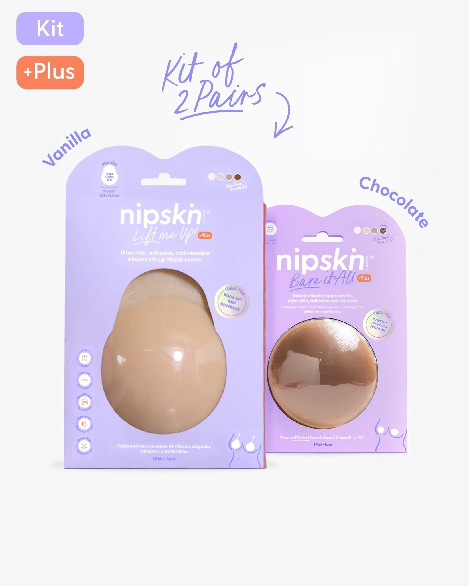 Set of 2 Silicone Adhesive Cups - Lift me up and Bare it all - Nipskin® - Nipskin Stickwear™