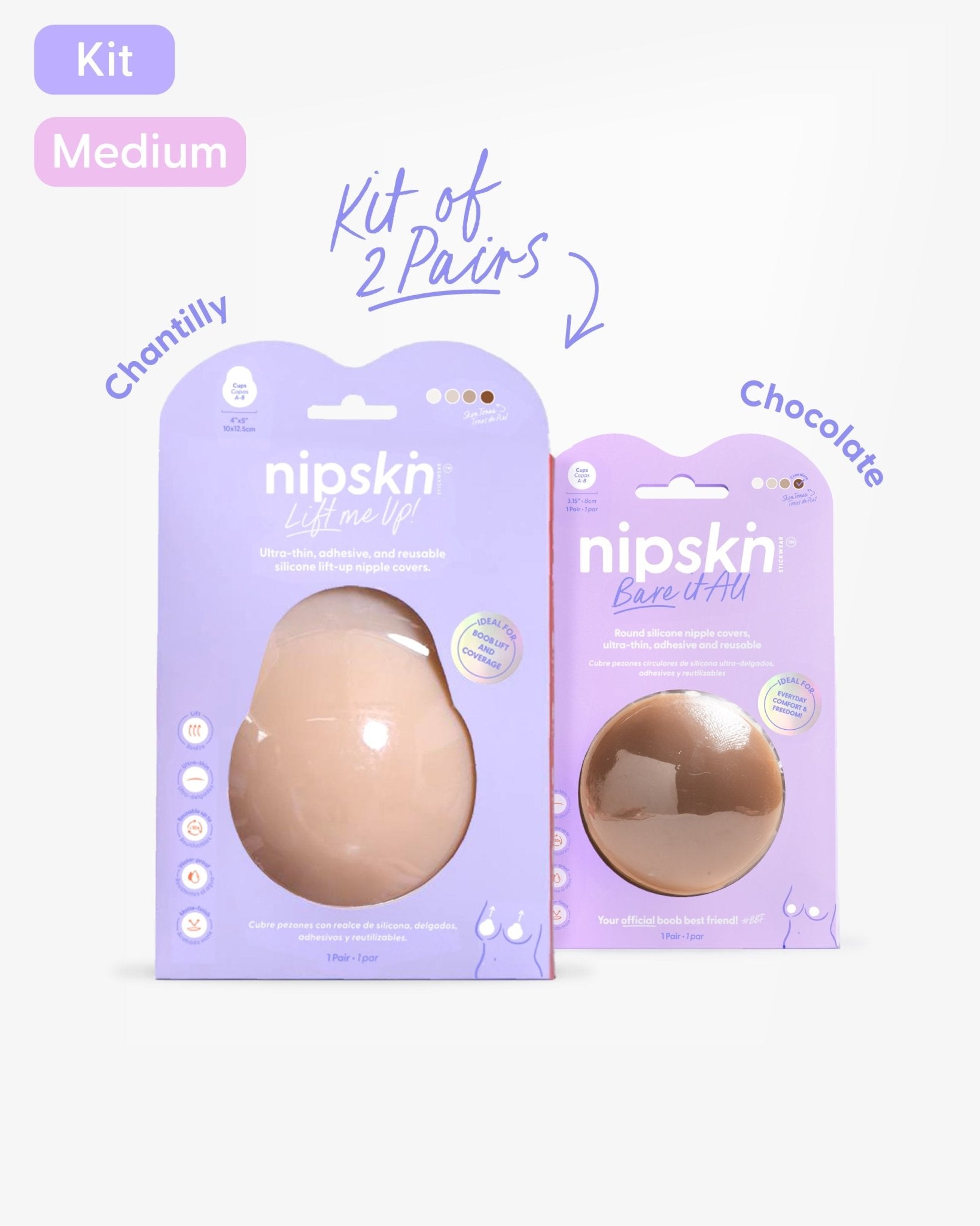 Set of 2 Silicone Adhesive Cups - Lift me up and Bare it all - Nipskin® - Nipskin Stickwear™