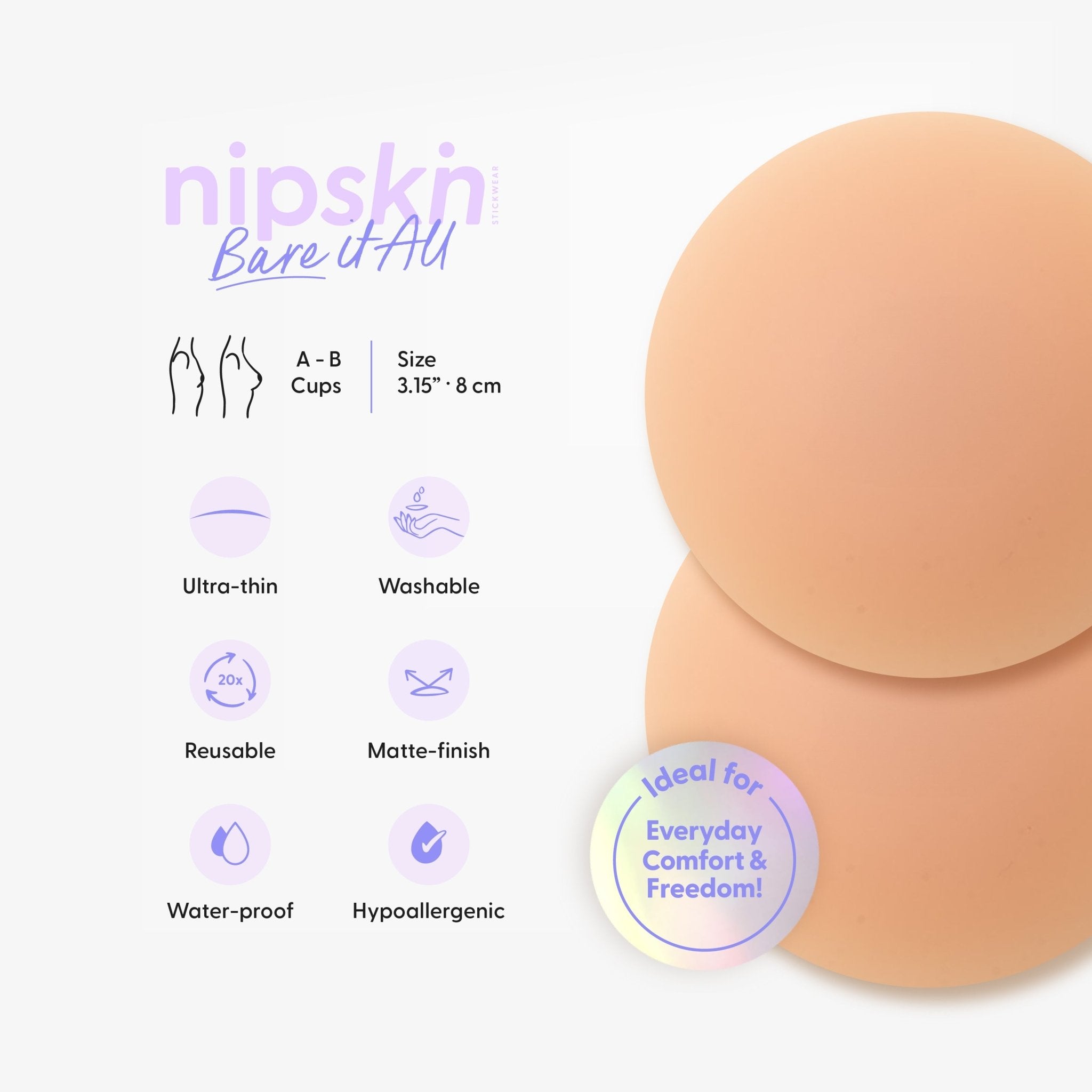 Silicone Nipple Cover, Bare it All - Flash Outlet - Nipskin Stickwear™